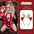 Christmas Sweetheart Deep V Halter Neck Dress Lingerie Set