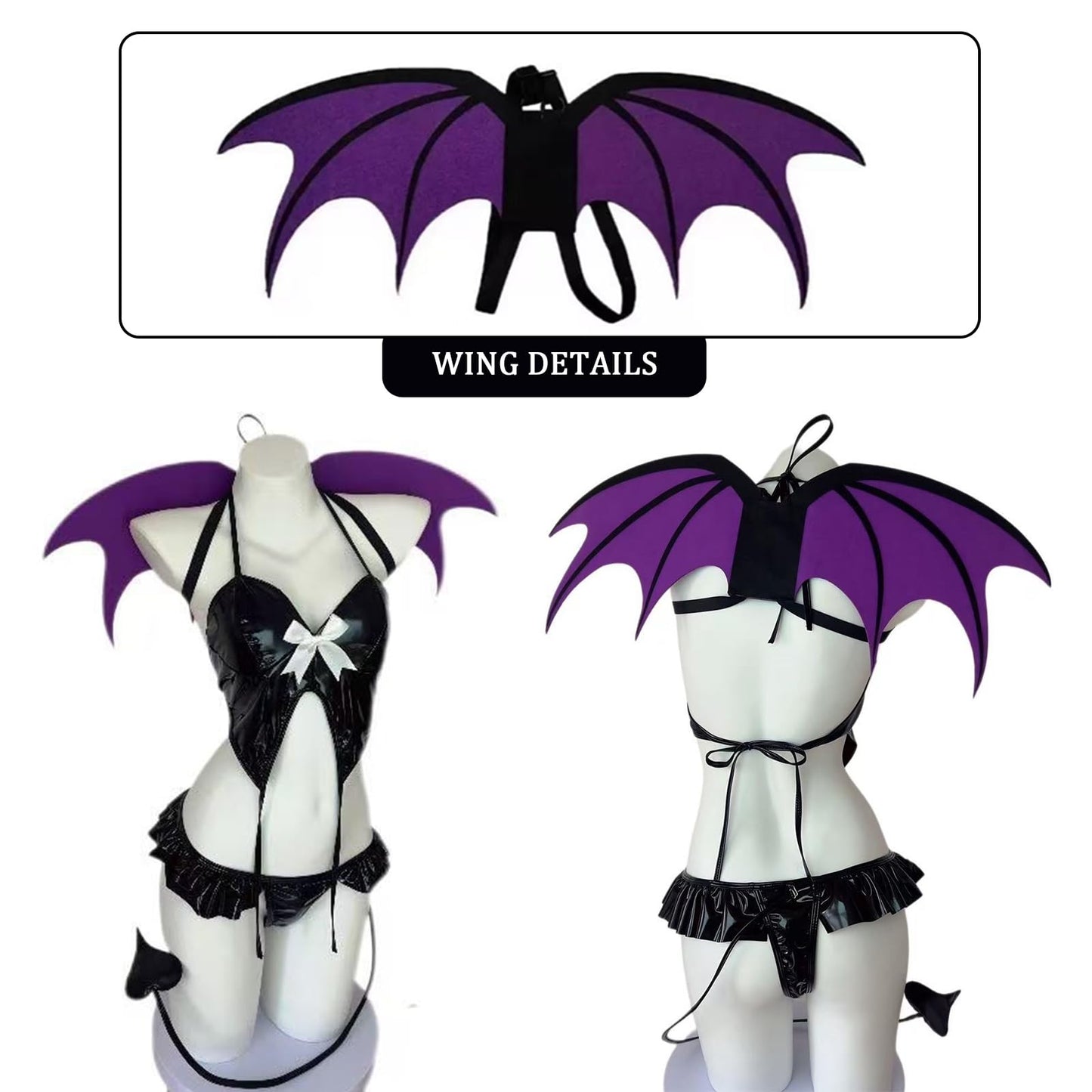 Patent leather Succubus Cosplay Costume Set