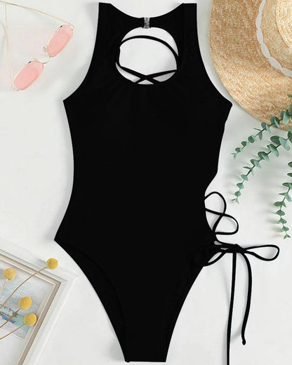 Lace-Up One Piece Swimsuit