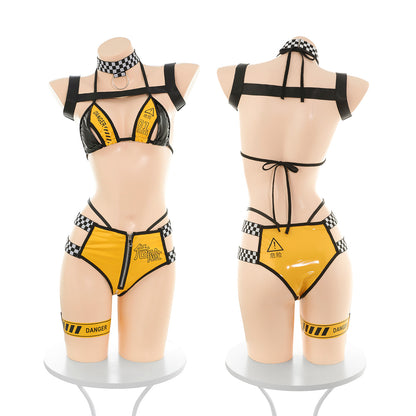 Sexy Car Model Cosplay Patent Leather Lingerie Set