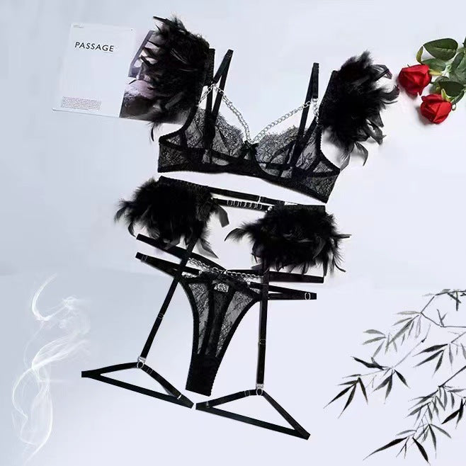 Four - piece Lace Splicing Chain Sexy Slimming Lingerie