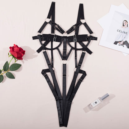 Sexy Strap-on Backless One-piece Bodysuit With Underwire