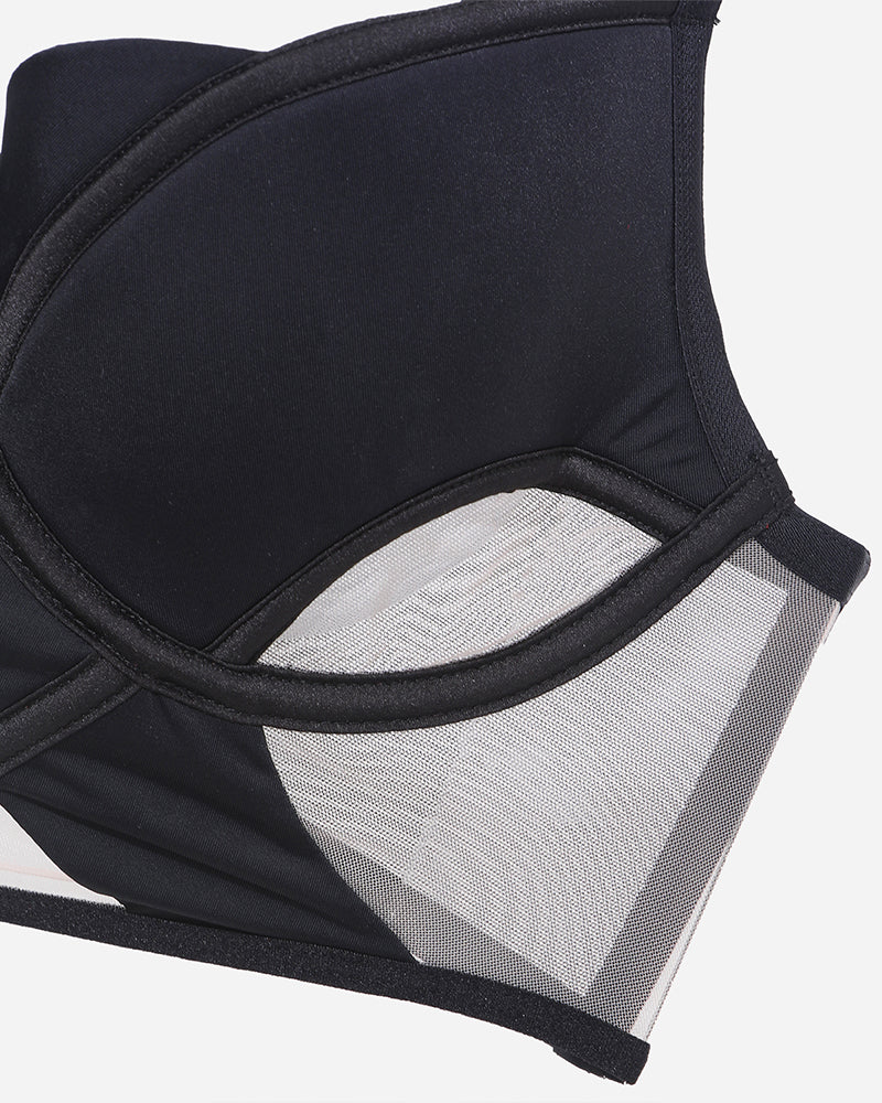 Push Up Mesh Hollow Bra and Thong Set
