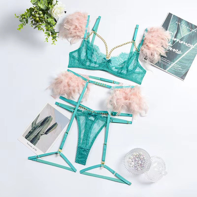 Metal Chain Lace Feather Lace Sexy Lingerie