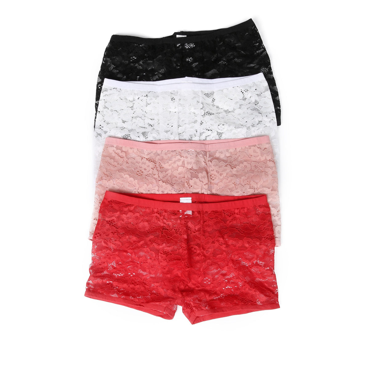 Men's Lace Boxer Briefs Floral Sheer Pouch Low Rise Underwear