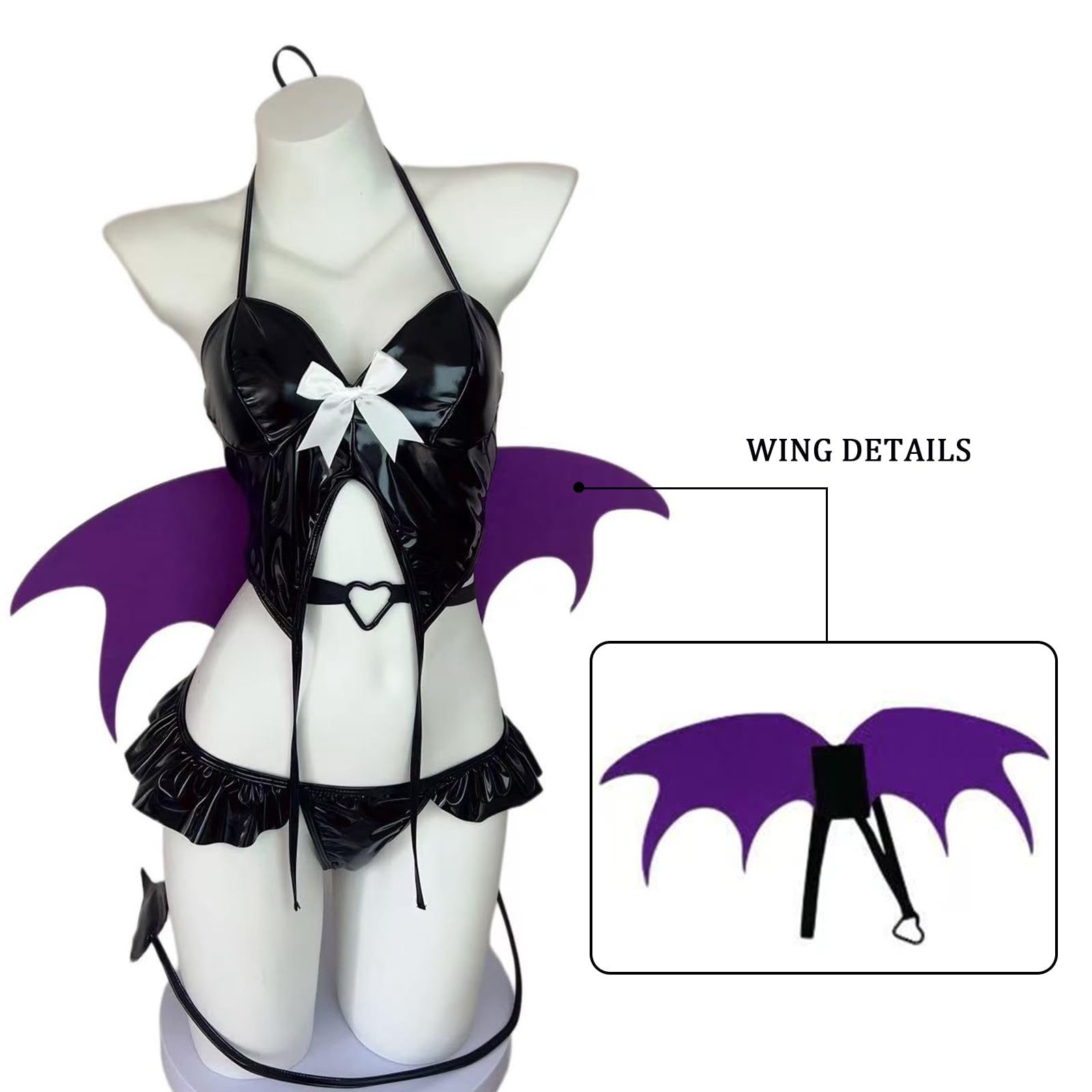 Patent leather Succubus Cosplay Costume Set