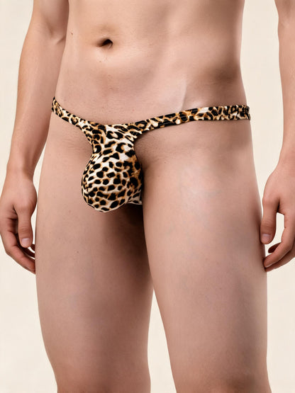 Men's Animal Print Thong Pouch Low Rise Sexy Underwear