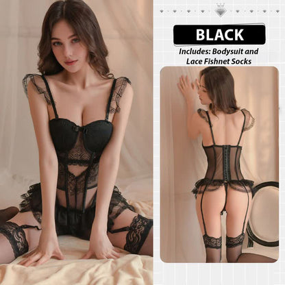 Lace Chest Pad Corset Set
