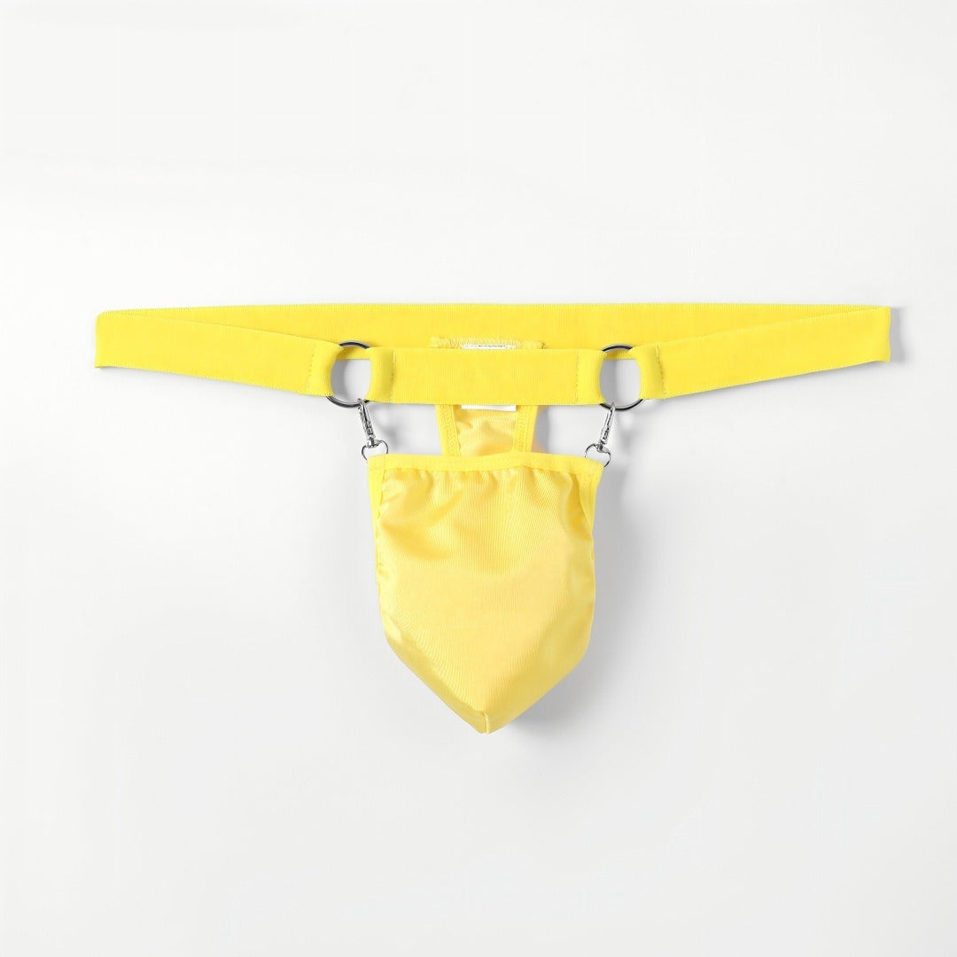 Men's Thong Pouch Low Rise Sexy Underwear with Metal Rings